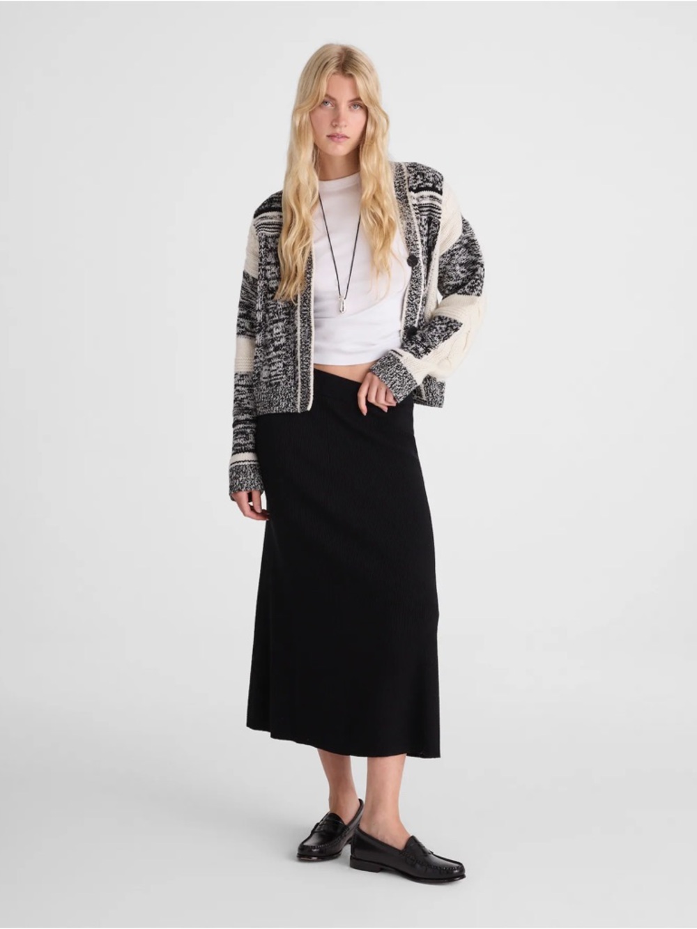 Madewell Merino Wool-Blend Maxi Skirt Size Small True Black - Picture 2 of 7